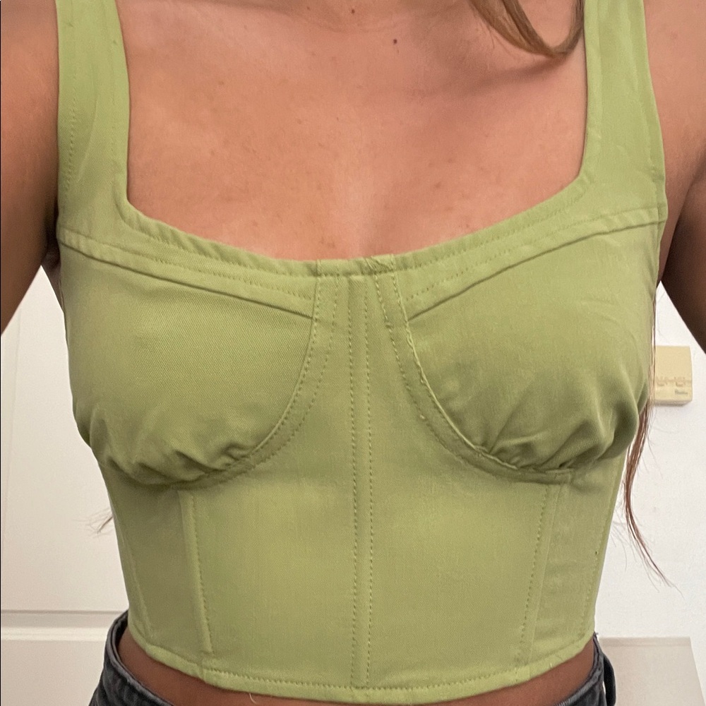 La Hearts Olive Green Bustier Top
